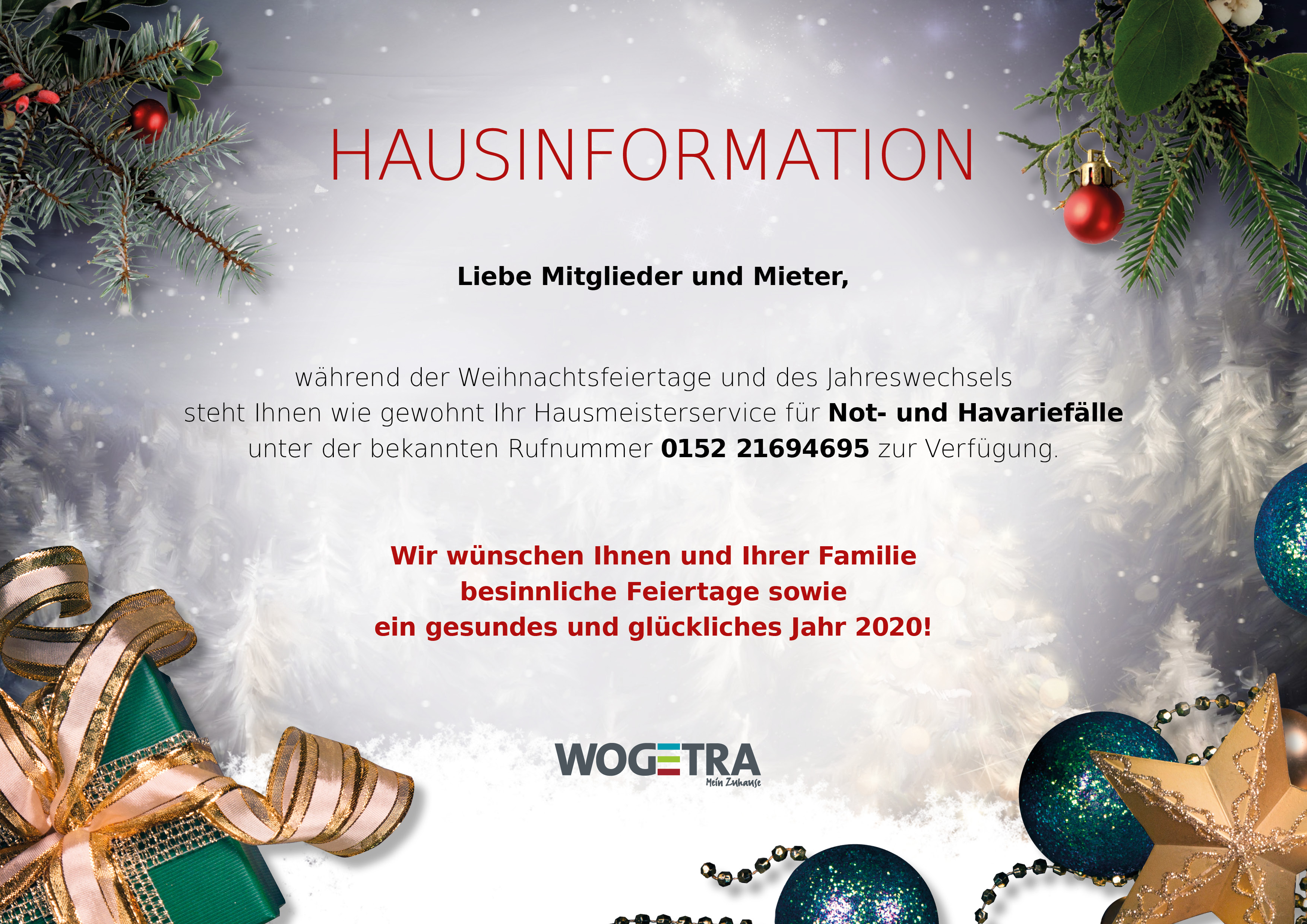 Post Weihnachten öffnungszeiten 2022 Öffnungszeiten zwischen Weihnachten & Neujahr WOGETRA